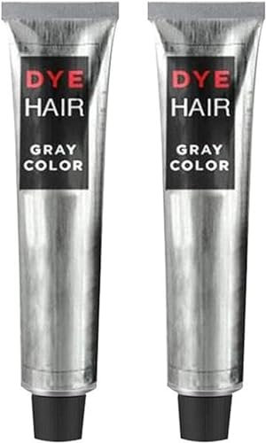 Crema de tinte para el cabello gris plateado, crema permanente para el cabello, crema de color gris claro, diferentes tonos plateados, tinte plateado metálico permanente unisex (2 piezas)
