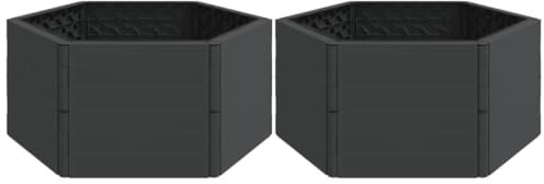 vidaXL Garden Planters Set of 2 - Anthracite Polypropylene Lightweight and Weather-Resistant - Deep and Wide for ample Plant Space - Modular Panels for Customizable Configuration - No Tools Requir...