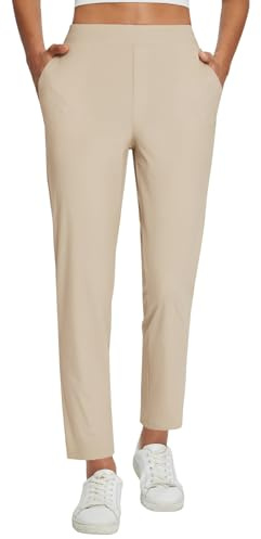 baleaf Womens Khaki Work Pants Lightweight Dressy Golf Pants Stretch with Pockets Petite Travel Ankle Business Casual L