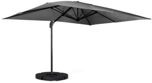 IDMarket - Parasol déporté inclinable rotatif 360 CALVI gris 3x3 M | Avec 4 dalles et 1 housse