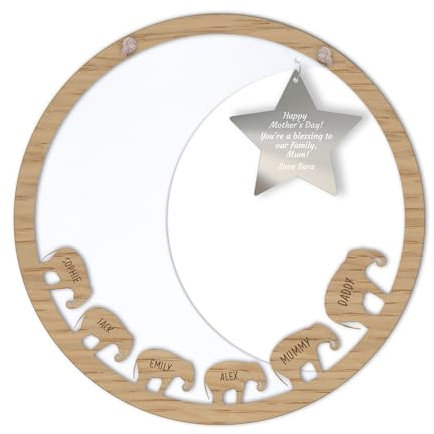 Personalised Elephant Family Wall Plaque Gift For Mother Day Custom Colours Names Wooden Sign Engraved Family Kids Names Desk Decor Gift Plaque Fathers Day