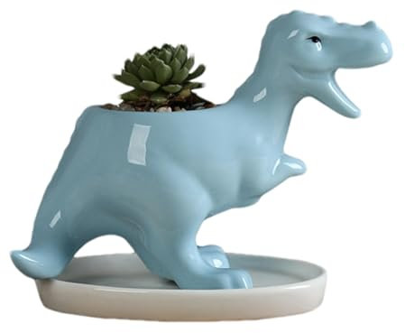 Dinosaurier-Blumentopf, Keramik-Dinosaurier-Blumentopf, entzückende Sukkulentententöpfe, Dino-Pflanzbehälter, Cartoon-Tierdekoration, Pflanzenliebhaber-Geschenk, für Zuhause