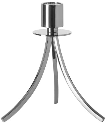 Fink Kerzenhalter 19 cm für Stabkerzen glänzend vernickelt stehend auf 3 Füßen
