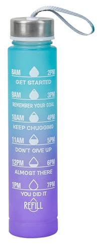xinxinyu Water Bottle with Time Marker Leak-Proof & Reusable Gym Water Bottle Easy to Carry Motivational Water Bottle for Fitness, Sports, Outdoor, Cycling, School & Office 300ml (Green)