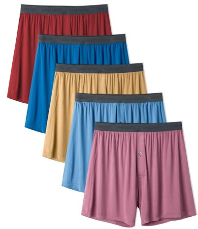 DAVID ARCHY 5er Pack Bambus Herren Unterhosen Boxershorts - Locker, Atmungsaktiv, für Herren & Jungen