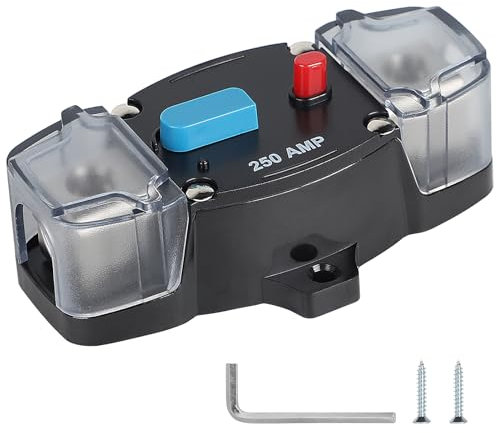 EFUTURETIME Leistungsschalter 250A Sicherungsautomat 12v-48v Sicherung Shalter mit Manueller Reset, Schutzschalter für Auto, Boot Audio/Video System