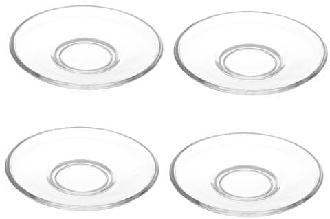 AUTSUPPL 4Pcs Clear Glass Saucers Round Decorative Plates for Coffee Snacks Desserts Elegant Snack Storage Dishes for Home Restaurant Use