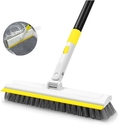 DALIPER Spazzolone Di Pulizia Con Manico Lungo 127CM Per La Pulizia, 2 In 1 Spazzola Per Pavimenti Con Tergicristallo, 180° Rotante Per Piastrelle, La Cucina E La Parete Del Pavimento