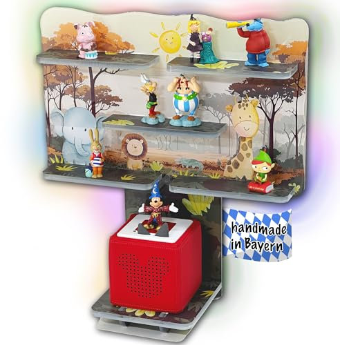 Smagnon Tonie Regal aus Acryl mit LED Beleuchtung - Passend für Toniebox oder Tonie Figuren für Jungs und Mädchen (Dschungel Tiere)
