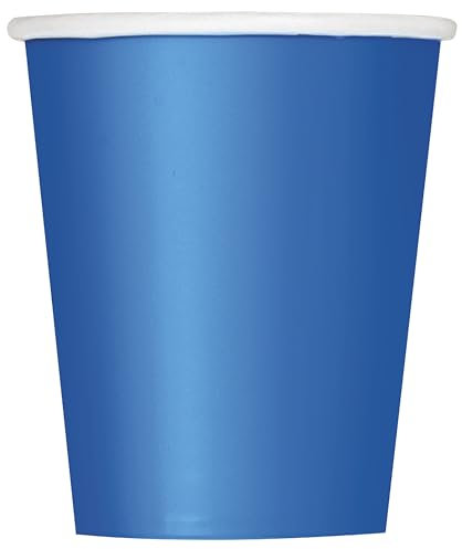 Unique 31476EU - Gobelets en Carton sans Plastique - 266ml - Couleur Bleu Roi - Paquet de 14 (Lot de 1)