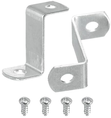 sourcing map 15 Pcs 1 Offset Canvas Clips, Picture Framing Mirror Clips Z Shape Canvas Painting Mounting Clips with 2 Mounting Holes with Screws, Silver