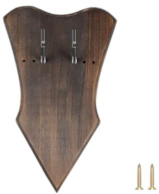 DONGKER Wall Mount Sword Plaque,Adjustable Wooden Sword Stand w/ Hooks& Screws for Bow Medieval Sword Dagger Axe (not include Sword )