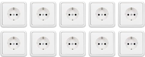 10x JUNG Serie CD SCHUKO Steckdose Safety Set Alpinweiß | mit 10x (CD1520KIWW SCHUKO Steckdosen mit erhöhtem Berührungsschutz, CD581WW Rahmen 1-fach)
