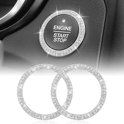 2 Stück Auto Start Stopp Dekoration Ring Universal Kristall Strass Motor Starter Dekoration Ring Glitzer Auto Dekor Innenraum Zubehör Frauen Startknopf Deko Autoinnenraum für die meisten Modelle
