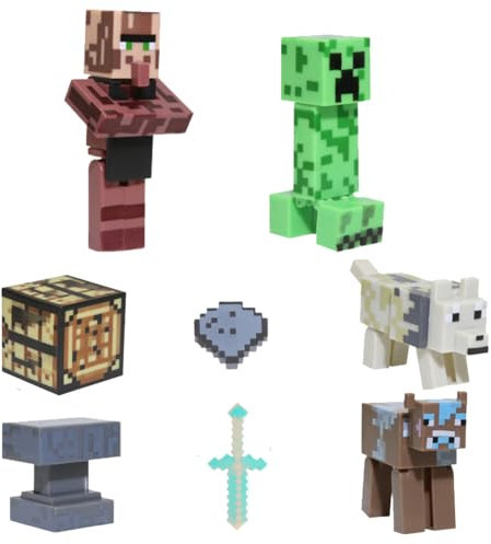 SFODTN Mineecraft Building Block Ornaments, 8 Pcs Cake figures Set, Mineecraft Figures Cartoon Cake Decoration Children's Birthday, Children's Birthday Party Cake Decoration Supplies