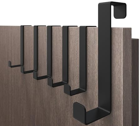 4smile Türhaken zum Einhängen, schwarz - 6 Stück Kleiderhaken an Tür, platzsparende Haken zum Einhängen, universell einsetzbar - Flexible Türgarderobe, stabile Türhakenleiste
