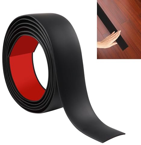 JUNART 200cm×4cm Laminate Flooring Threshold Transition Strip, Self Adhesive Vinyl Floor Strip, Tiles or Carpet Edge Transition Trim(Black)