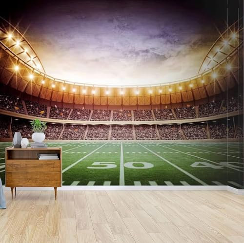 Luowenji Papier Peint Panoramique Football 150x105 cm 3D Papier Peint Intissé Stade Photo Trompe l'oeil Poster Grand Mural Salon Chambre Enfant Chambre Décoration Murale a.6049