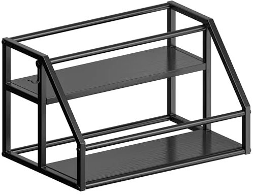 Vantimo Gewürzregal mit 2 Ebenen, Küchenregal Klein, Aufbewahrungsregal, Regal Küche Arbeitsplatte, Kaffeebar Regal Organizer für Küche, Esszimmer, Büro, Schwarz