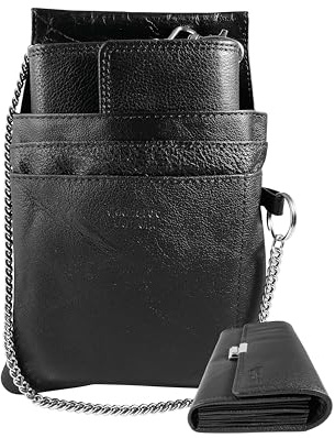 LEONARDO VERRELLI Kellnergeldbörse Leder mit Holster | Bedienungsgeldbeutel Gastronomie mit Gürtelschlaufe | Geldbörse für Bedienungen Herren Damen