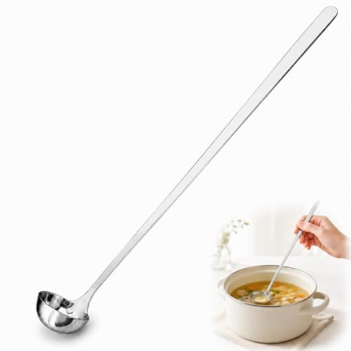 Zerodeko Schöpflöffel Edelstahl Lang mit Griff, Suppenkelle und Schöpfkelle für Küchen Gastronomie, Küchenlöffel zum Servieren und Kochen 35.3cm