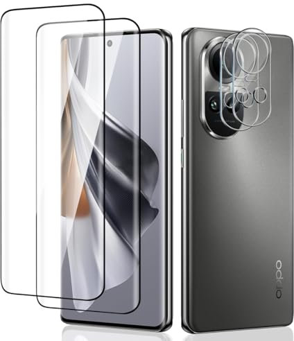 Euukzzea Protector de Pantalla para OPPO Reno 10 5G/OPPO Reno 10 Pro 5G Cristal Templado, 2 Piezas Dureza 9H Vidrio Templado y 2 Piezas Protector de Lente de Cámara, HD Transparente