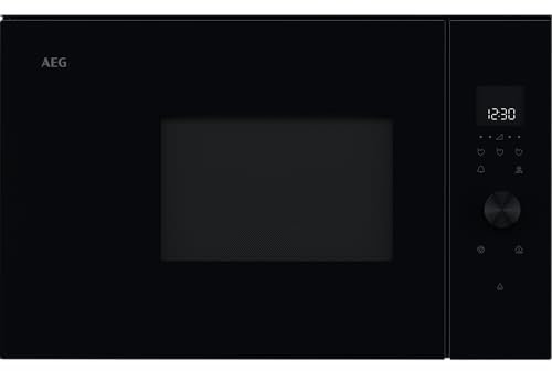AEG 6000 Series Integrated Microwave Oven 17L, OB6SM171DB, 5 Power Levels, Quick Start, Auto Defrost, Child Lock, SteamSet Accessory, Led Display, Touch Control, Built-in Microwave 360x562x300m, Black