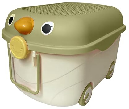 ATEK 45L Kids Toy Box with Wheels & Lid, Large Storage Organiser