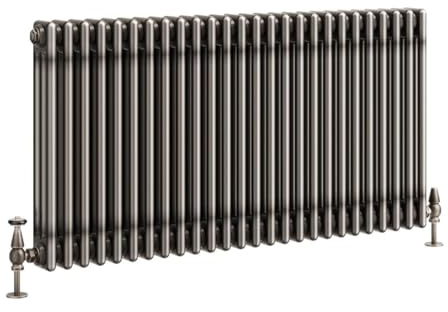 Go Bathrooms Traditional 3 Column Radiator 600x1190mm Raw Metal | Cast iron style horizontal designer radiator for central heating systems. Features 3 column panels with raw metal finish.