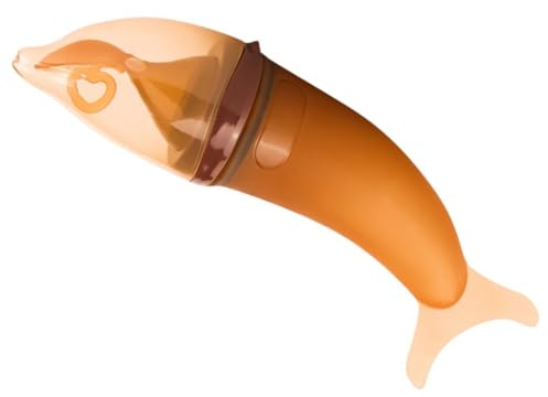 LIOOBO Babybrei Flasche mit Silikonlöffel Weiche Squeeze Fütterungsflasche für Junge Mädchen Einfache Reinigung Auslaufsicher für Brei Obst Gemüsepüree