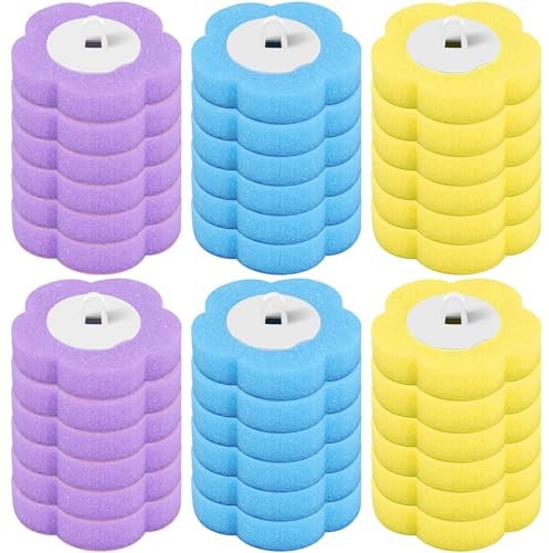 36Pcs Toilet Brush Refills, Toilet Brush Replacement Heads, Including Fresh Scent (blue), Lavender (purple), and Lemon (yellow), 12 each, Only Heads (Only 36head)