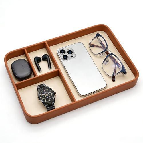 Compartimento De Cuero Pu, Caja De Almacenamiento Con Compartimentos, Compartimento De Almacenamiento Claro Para La Entrada Del Dormitorio, MóVil, Llaves, Reloj, Cartera, Joyas