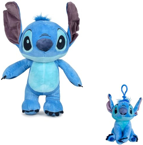 Stitch Peluche avec son 32 cm + porte-clés en peluche, Angel, Lilo & Stitch, pendentif sac à dos