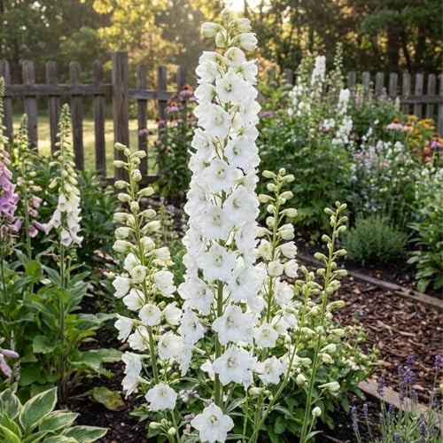 Bloomique - 3er - Set - Rittersporn „Magic Fountains Pure White“ - Winterhart - Mehrjährig - Höhe 10-20 cm - 9 - cm - Topf