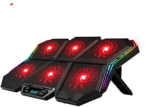 MSLSOIAB Laptop-Kühler für RGB-Spiele, 12-17 Zoll (30,5-43,2 cm) LED-Display, Kühlkissen für Gaming, Halterung mit sechs Lüftern und 2 Anschlüssen