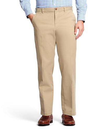IZOD Herren Advantage Performance Chinohose mit Flacher Vorderseite, Klassische Passform Lässige Hose, Zedernholz Khaki, 32W / 34L