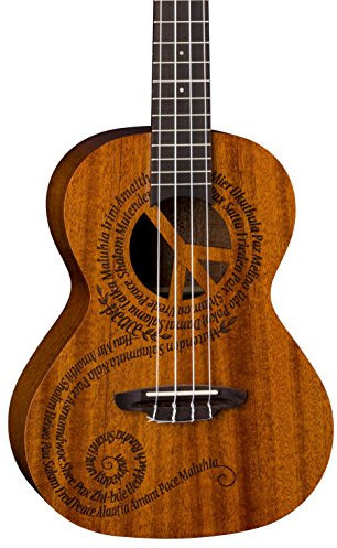 Luna Maluhia Peace Tenor-Ukulele mit Gigbag, Satin Natur