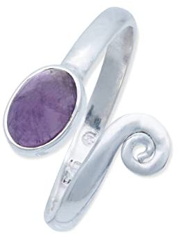 mantraroma Bague en argent 925 avec améthyste violette réglable et pierre précieuse en argent véritable pour femme (MRV-064-01)