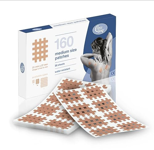 CrossLinq® Gittertape Pflasters | 160 Medium Gitterpflaster | Akupunkturpflaster zur Schmerzlinderung | Wasserfest & Hautfreundlich | Crosstapes mit extra starkem Halt | Beige