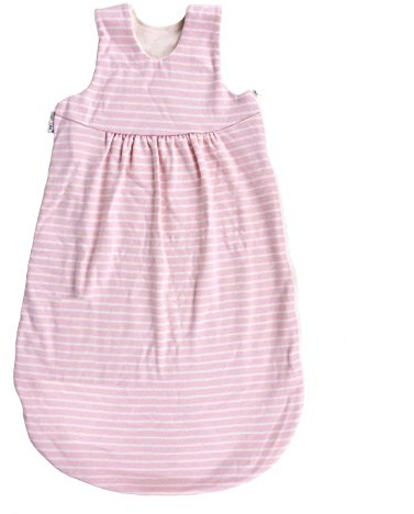Popolini Interlock Baby Schlafsack Streifen KbA BW 2-lagig (70 cm, Rosa / Creme gestreift)