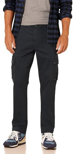 Amazon Essentials Herren Schmal geschnittene Stretch-Cargohose (erhältlich in Big & Tall), Schwarz, 38W / 32L