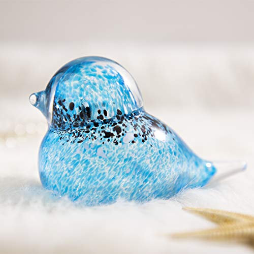 QF Handgefertigte geblasene Glaskunst blaue Vögel Tierfigur Skulptur Status Heimdekoration Kristall Briefbeschwerer