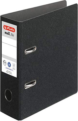 Herlitz 5175807 Ordner maX.file A5 hoch, 7, 5 cm mit selbstklebendem Rückenschild, Hartpappe, 20 Stück