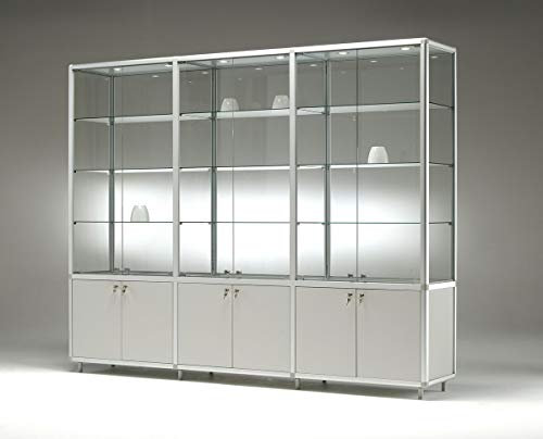 Ausstellungsvitrine & Sammlervitrine 155 x 42,5 x 184,5 cm – große abschließbare Glasvitrine & Unterschrank - Standvitrine mit LED - Ideal für Messen, Ausstellungen, Geschäfte & Sammler