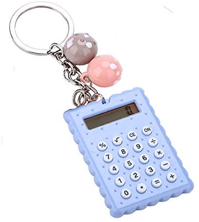 VBESTLIFE -Taschenrechner, Portable Pocket Candy Farbe PVC 8-stelliger elektronischer Taschenrechner mit Silikonknöpfen und Schlüsselanhänger-Schnalle für Kinderstudenten(Blau)