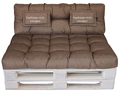 LILENO HOME Palettenkissen Set Taupe - Set 1: (1x Sitzteil + 1x Rückenteil) - Polster für Europaletten - Palettenkissen Outdoor als Sitzkissen für Palettenmöbel