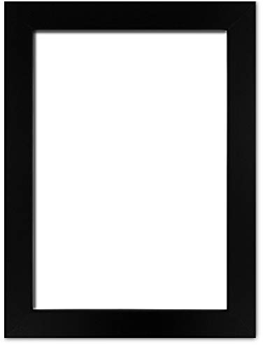 Holzwerkstoff Bilderrahmen Carla 50 x 70 cm mit weißer Rückwand 70x50 cm, hier Schwarz matt mit Kunststoffglas Antireflex 1mm