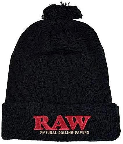 RAW Rolling Papers Pom Pom Strickmütze (schwarz)
