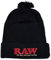 RAW Rolling Papers Pom Pom Strickmütze (schwarz)