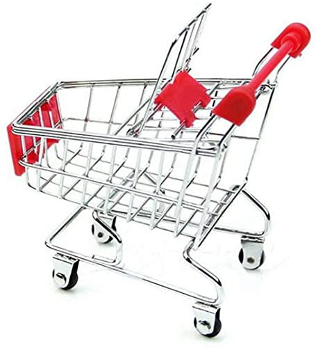Mini Shopping Cart Plastic Metal Trolley Toy Alloy Small Animal Decoration Fashionable Desk Cute Hamster Toy Storage Durable